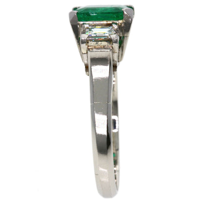 1.62ct Emerald Diamond Ring Platinum PT850  4.5g　Ladies