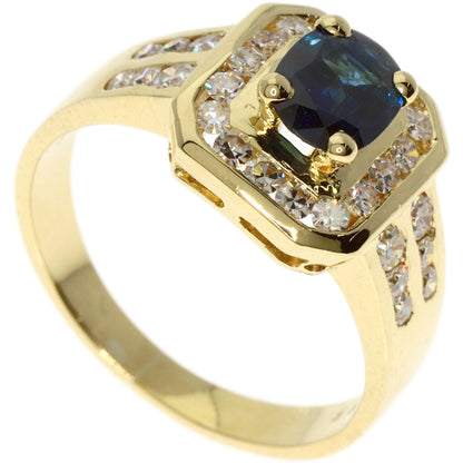 1ct Sapphire Diamond Ring K18 Yellow Gold  5.8g　Ladies
