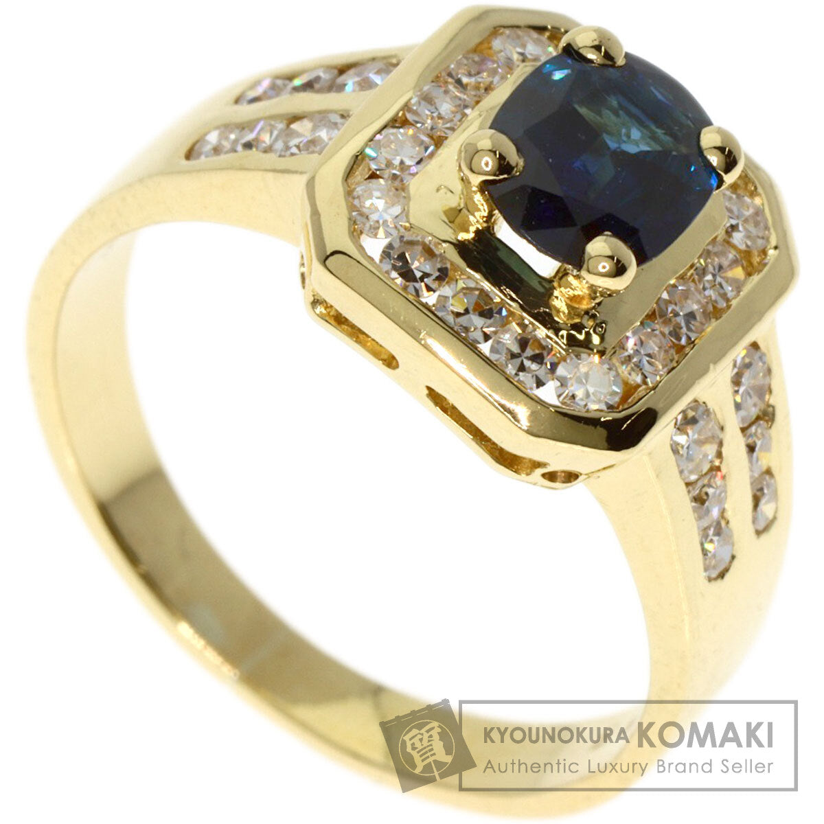 1ct Sapphire Diamond Ring K18 Yellow Gold  5.8g　Ladies