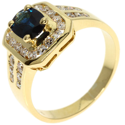 1ct Sapphire Diamond Ring K18 Yellow Gold  5.8g　Ladies