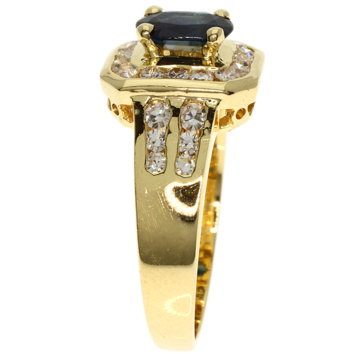 1ct Sapphire Diamond Ring K18 Yellow Gold  5.8g　Ladies