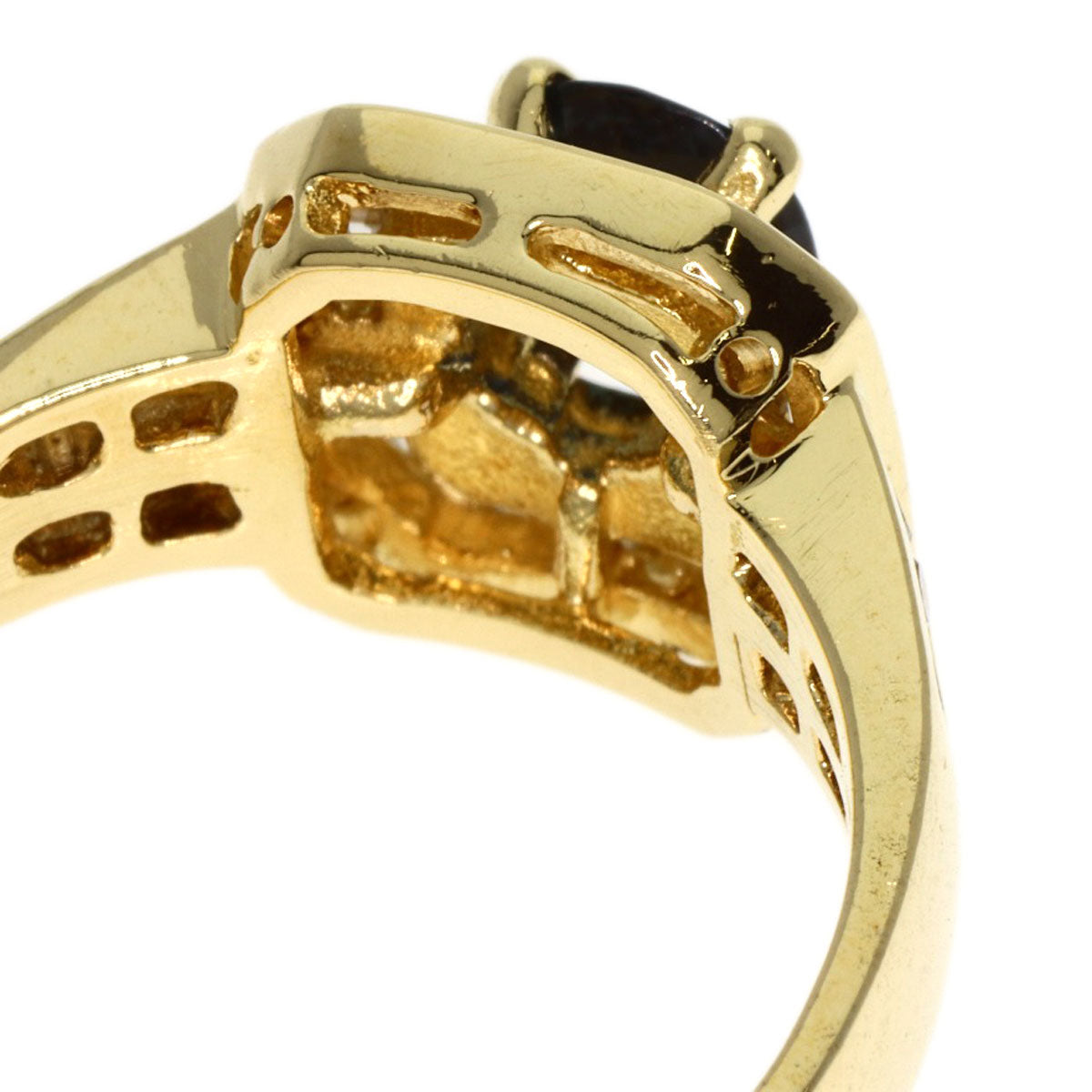 1ct Sapphire Diamond Ring K18 Yellow Gold  5.8g　Ladies