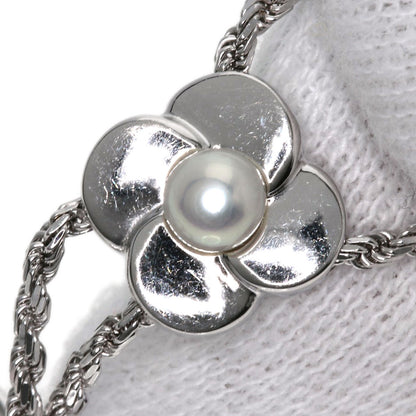 Diamond Pearl Pearl Necklace K18 White Gold  10.5g　Ladies