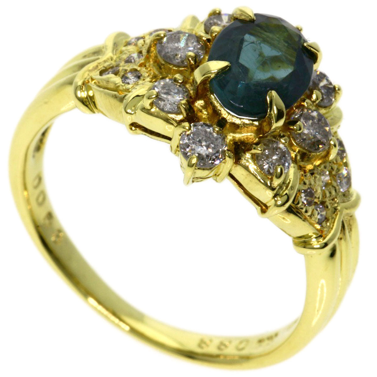 0.88ct Tourmaline Diamond Ring K18 Yellow Gold  4.5g　Ladies