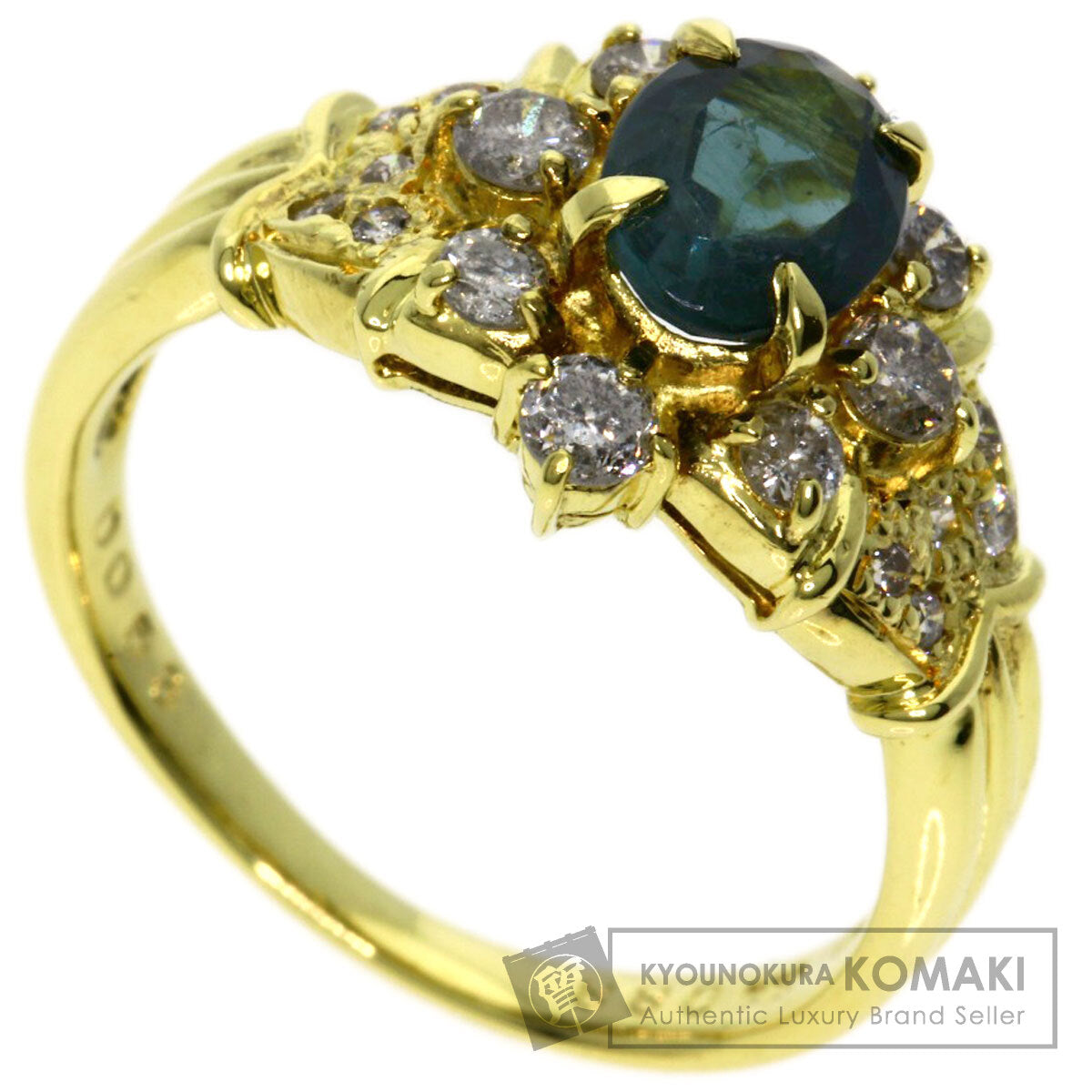 0.88ct Tourmaline Diamond Ring K18 Yellow Gold  4.5g　Ladies
