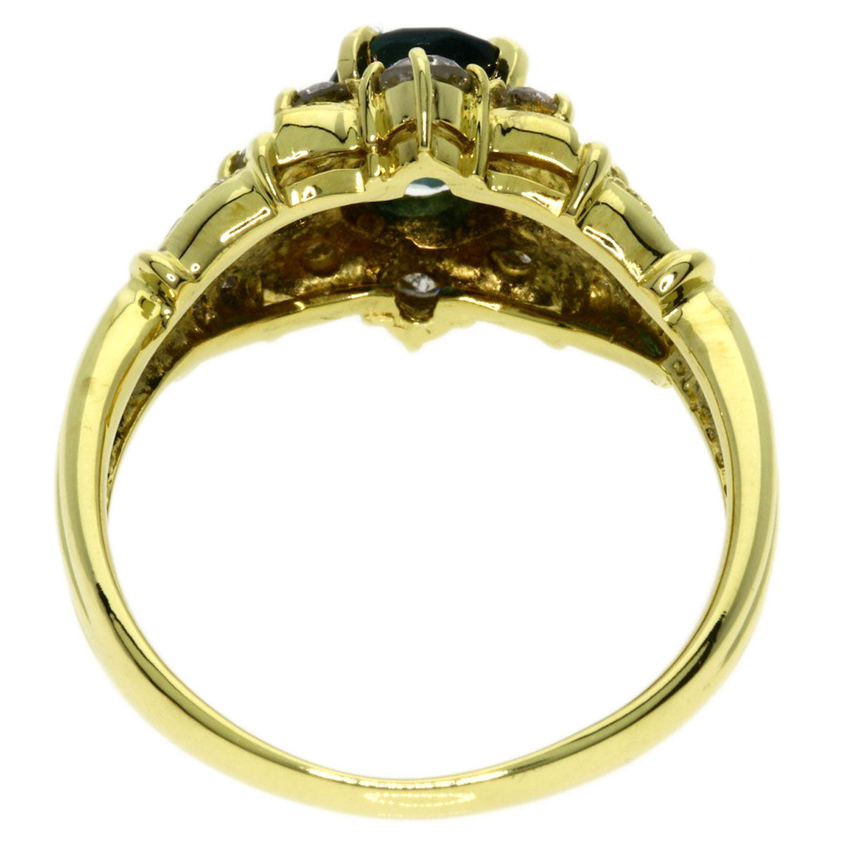 0.88ct Tourmaline Diamond Ring K18 Yellow Gold  4.5g　Ladies