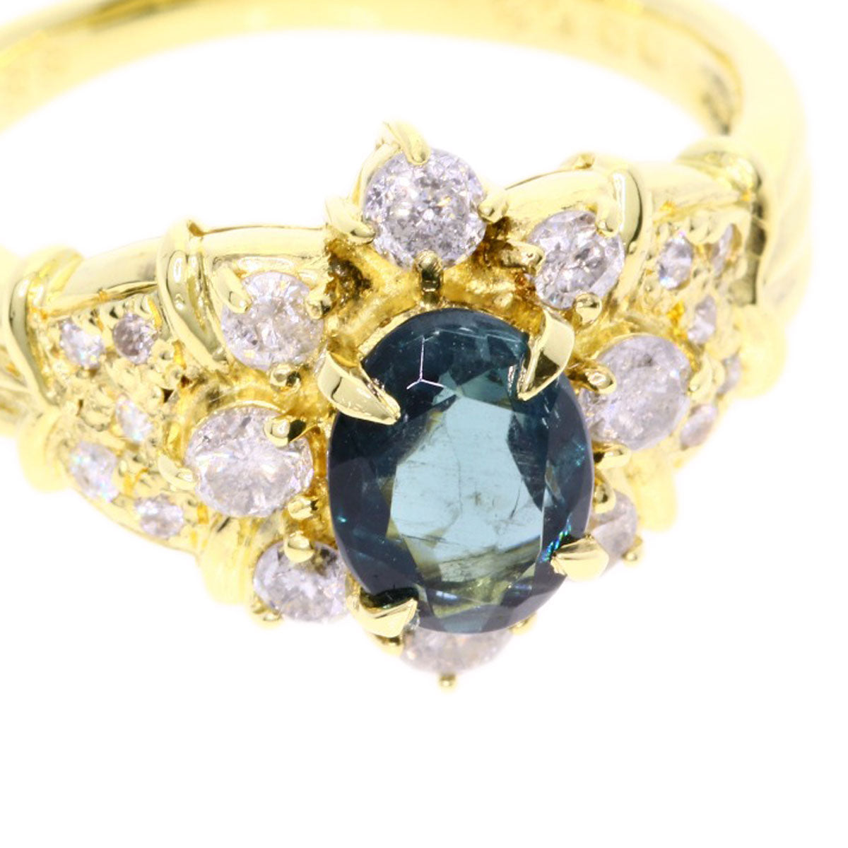 0.88ct Tourmaline Diamond Ring K18 Yellow Gold  4.5g　Ladies