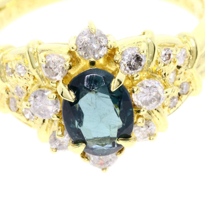 0.88ct Tourmaline Diamond Ring K18 Yellow Gold  4.5g　Ladies