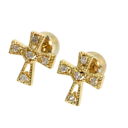 0.05ct Diamond cross earring K10 Yellow Gold  0.9g　Ladies