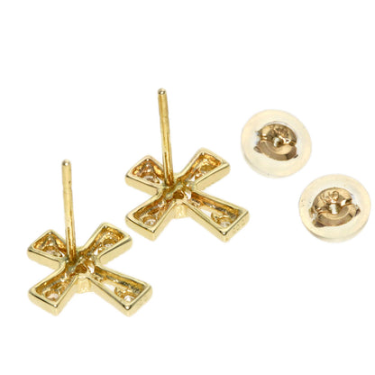 0.05ct Diamond cross earring K10 Yellow Gold  0.9g　Ladies
