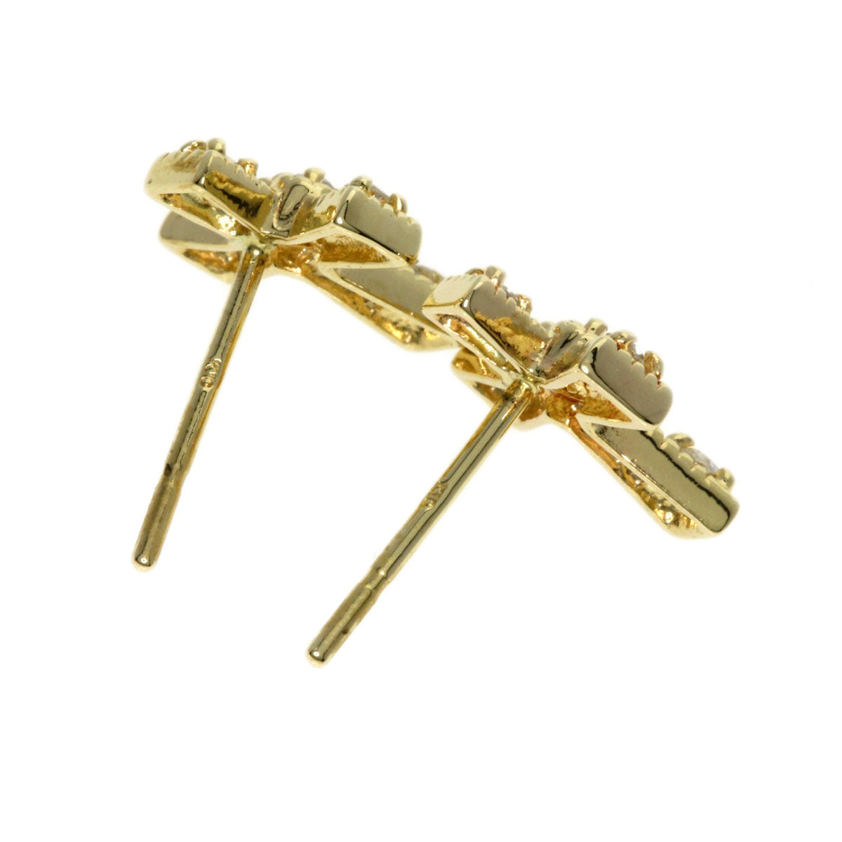 0.05ct Diamond cross earring K10 Yellow Gold  0.9g　Ladies