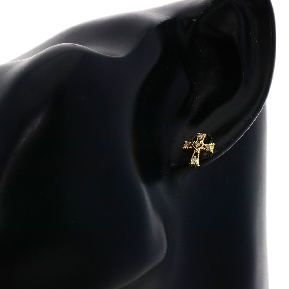0.05ct Diamond cross earring K10 Yellow Gold  0.9g　Ladies