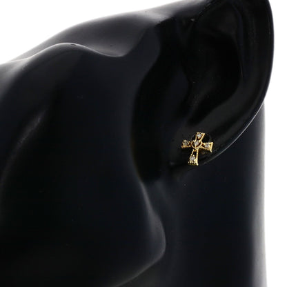 0.05ct Diamond cross earring K10 Yellow Gold  0.9g　Ladies