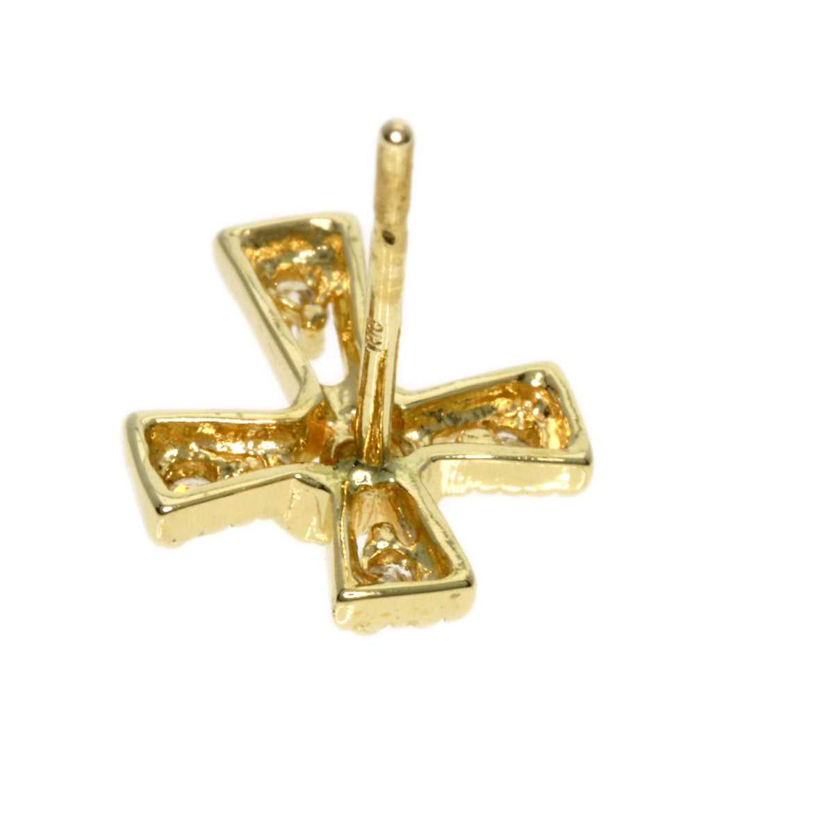0.05ct Diamond cross earring K10 Yellow Gold  0.9g　Ladies