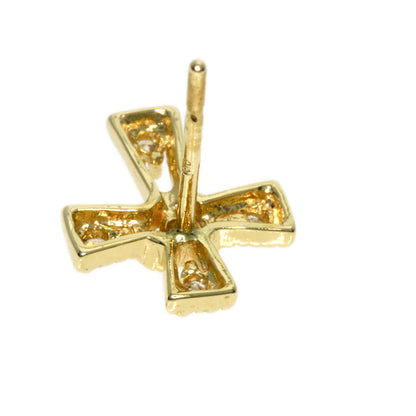 0.05ct Diamond cross earring K10 Yellow Gold  0.9g　Ladies