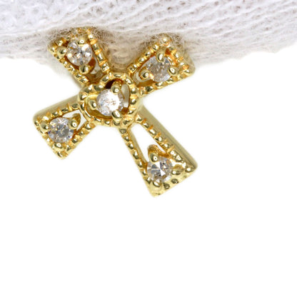 0.05ct Diamond cross earring K10 Yellow Gold  0.9g　Ladies