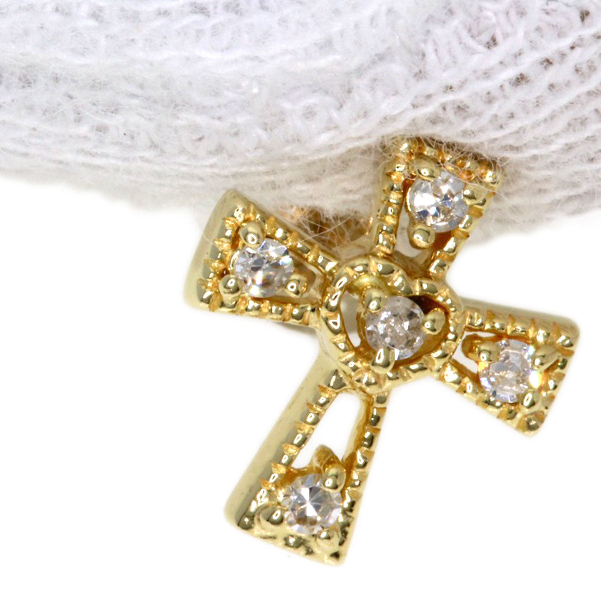 0.05ct Diamond cross earring K10 Yellow Gold  0.9g　Ladies