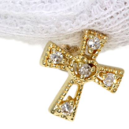 0.05ct Diamond cross earring K10 Yellow Gold  0.9g　Ladies