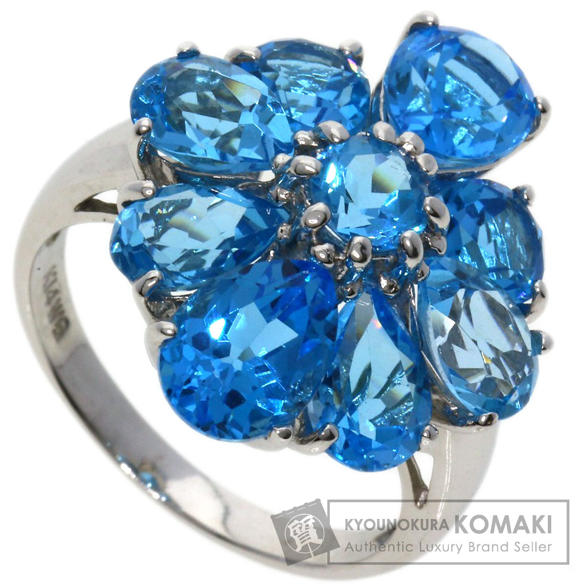 Blue Topaz Ring K14 White Gold  5.9g　Ladies