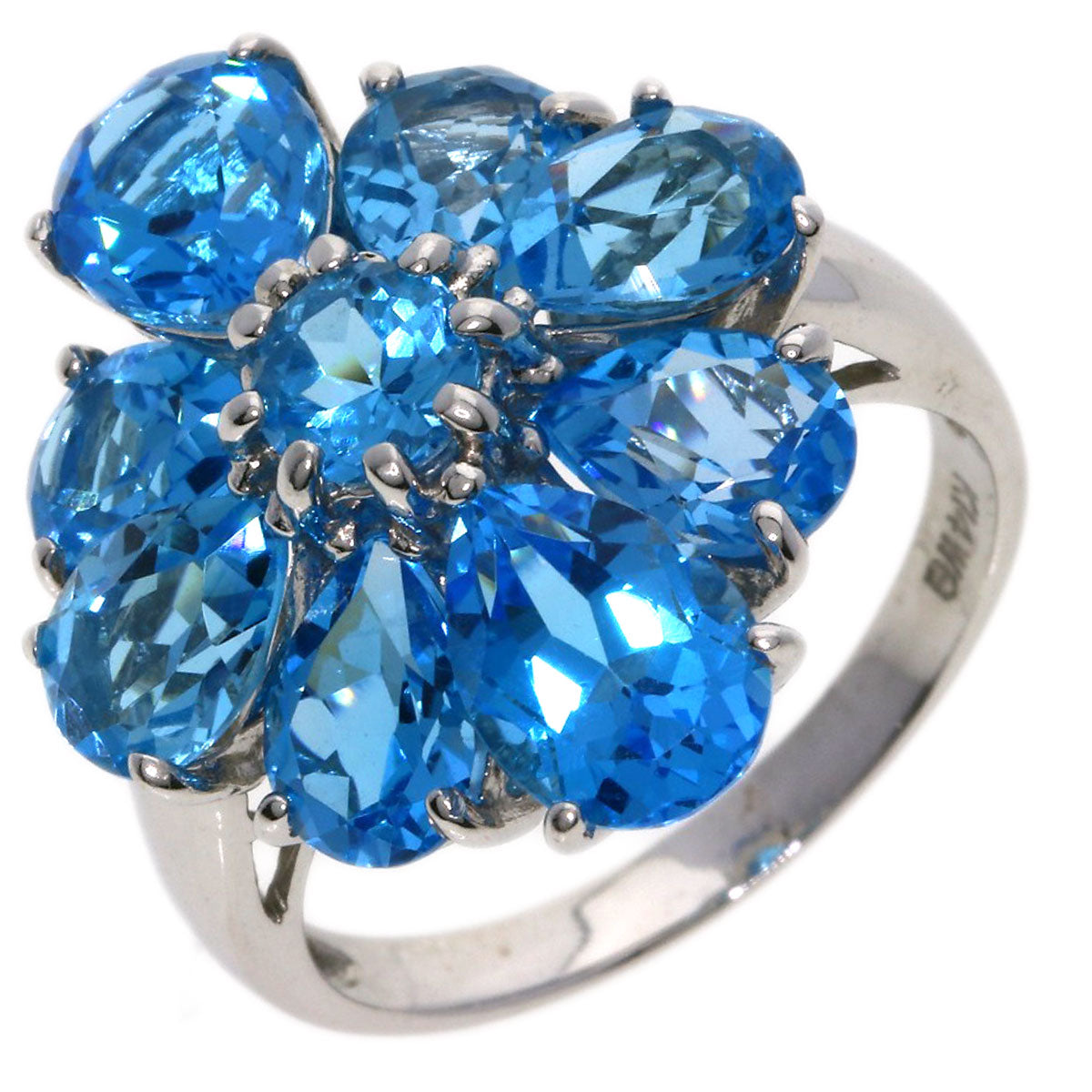Blue Topaz Ring K14 White Gold  5.9g　Ladies
