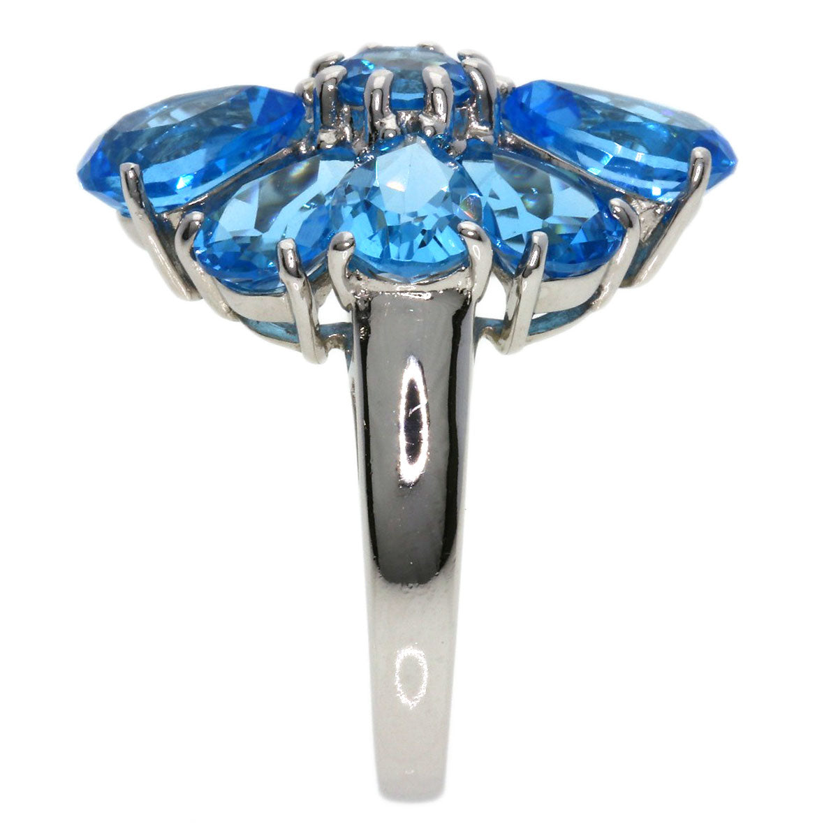 Blue Topaz Ring K14 White Gold  5.9g　Ladies
