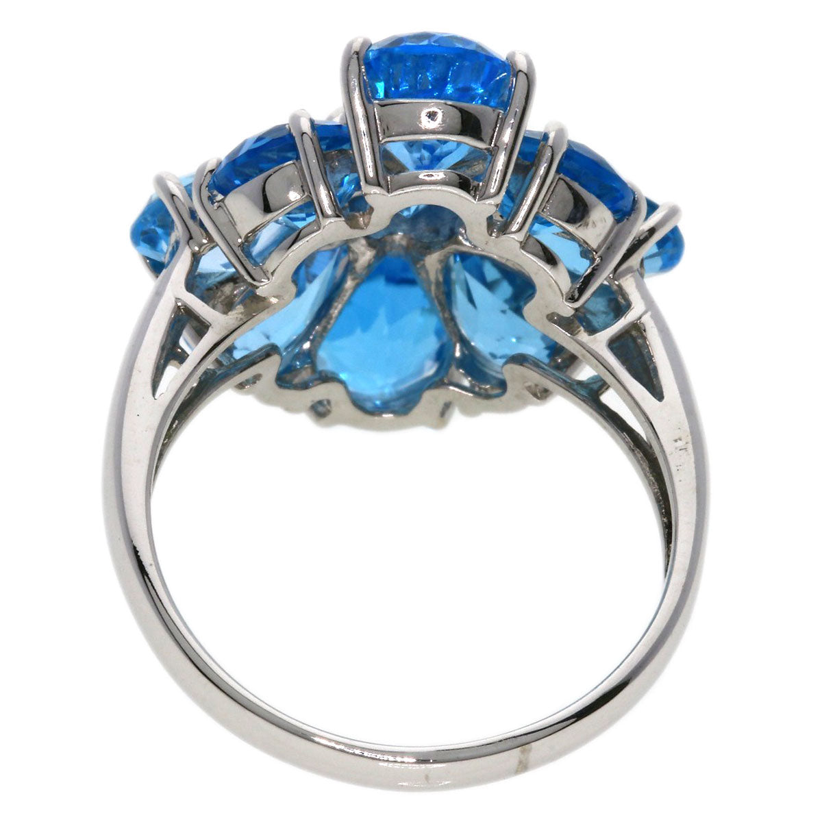 Blue Topaz Ring K14 White Gold  5.9g　Ladies