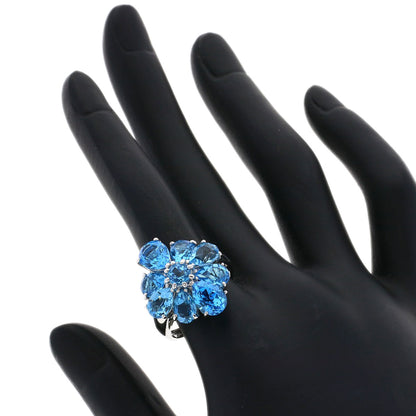 Blue Topaz Ring K14 White Gold  5.9g　Ladies