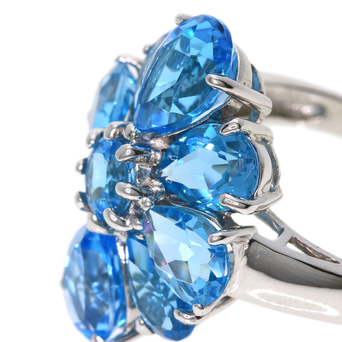 Blue Topaz Ring K14 White Gold  5.9g　Ladies