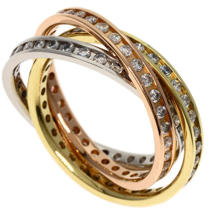 1ct Diamond 3 stations Ring K18 Yellow Gold 18K Pink Gold 8.63g　Ladies