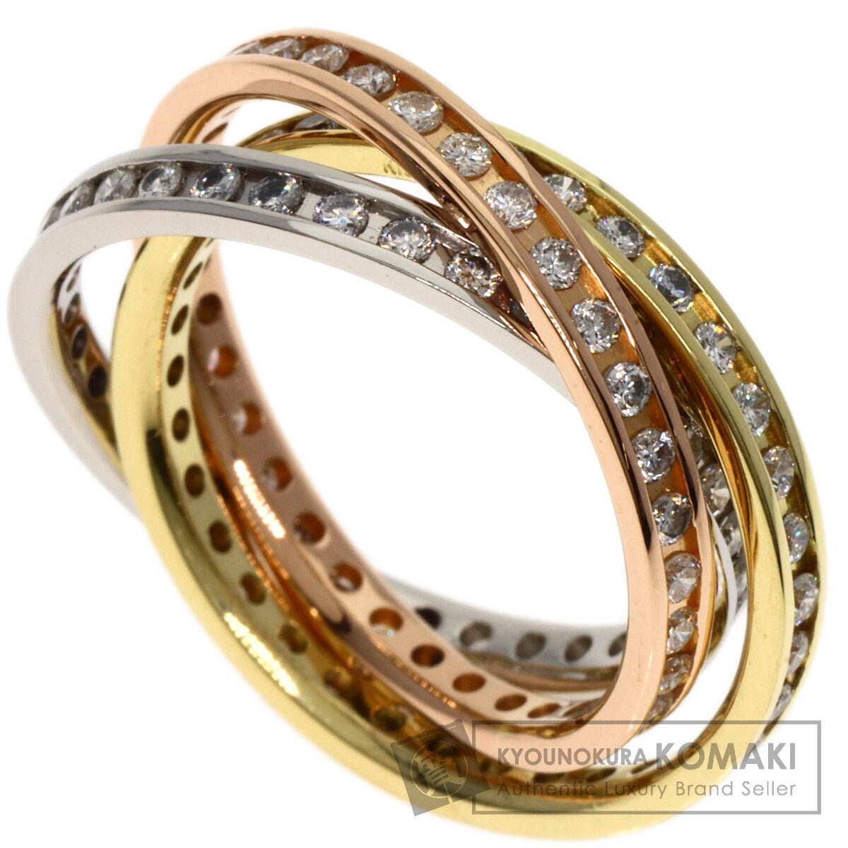 1ct Diamond 3 stations Ring K18 Yellow Gold 18K Pink Gold 8.63g　Ladies