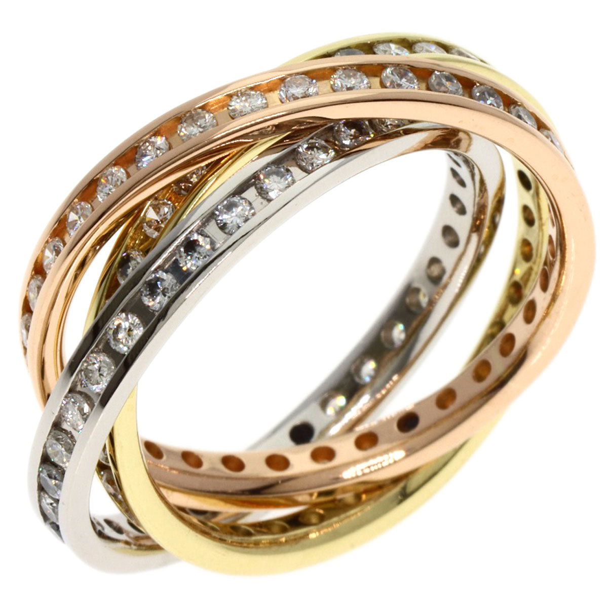 1ct Diamond 3 stations Ring K18 Yellow Gold 18K Pink Gold 8.63g　Ladies