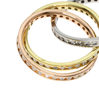 1ct Diamond 3 stations Ring K18 Yellow Gold 18K Pink Gold 8.63g　Ladies