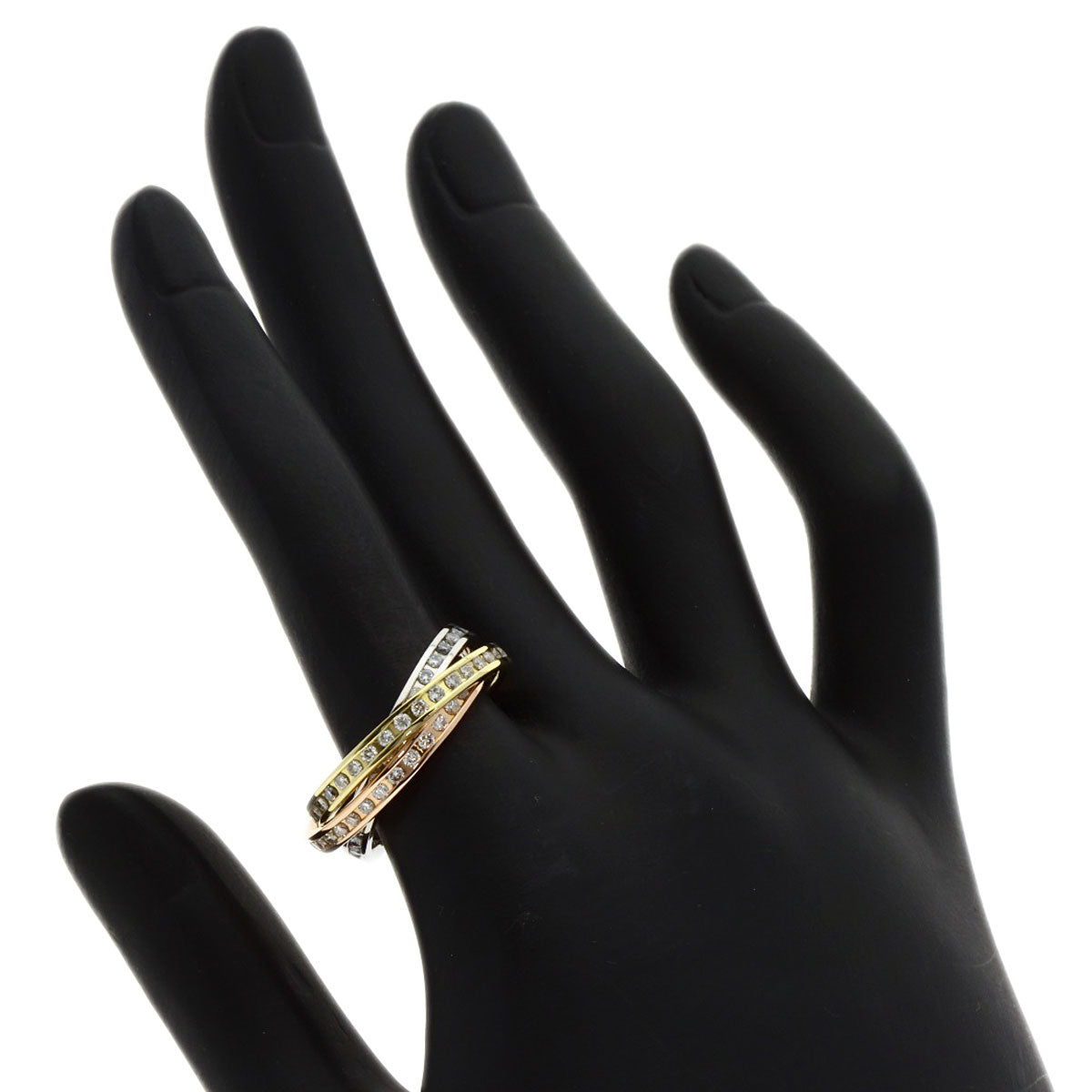1ct Diamond 3 stations Ring K18 Yellow Gold 18K Pink Gold 8.63g　Ladies