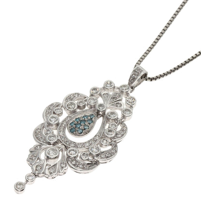 1ct Diamond colored stone Necklace Platinum PT850 PT900 12.3g　Ladies