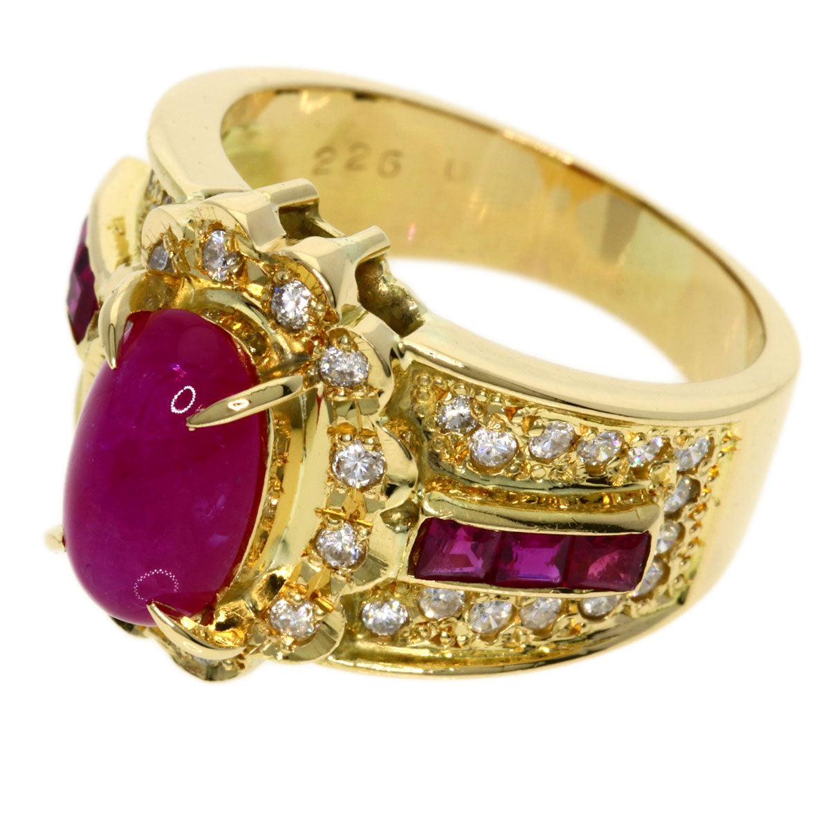 2.26ct Ruby Diamond Ring K18 Yellow Gold  9.4g　Ladies