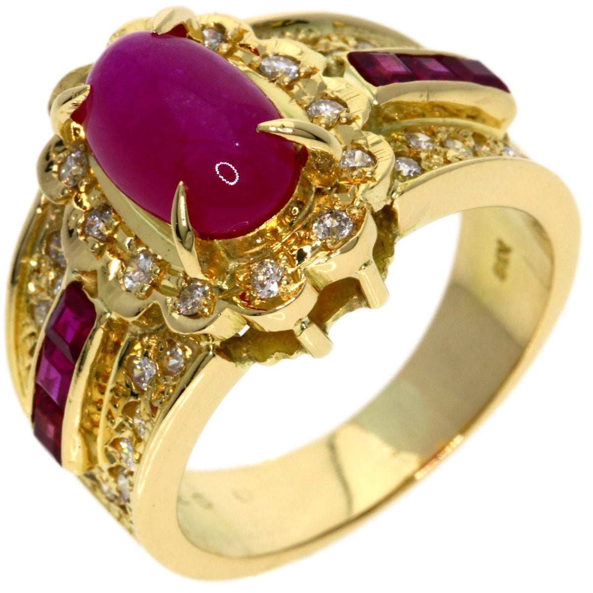 2.26ct Ruby Diamond Ring K18 Yellow Gold  9.4g　Ladies