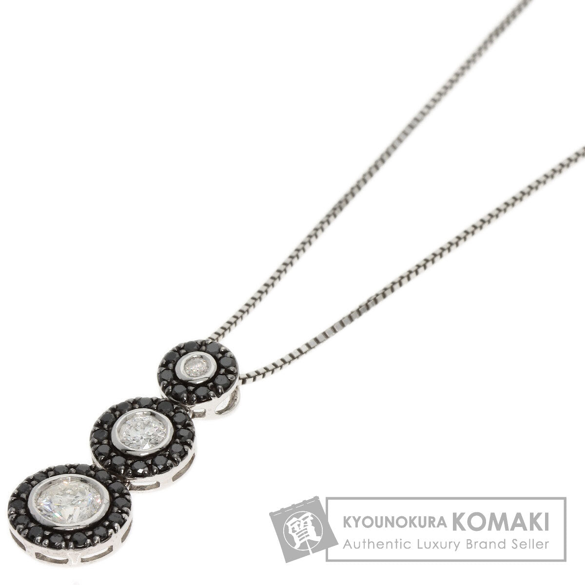 0.75ct Diamond Black　Diamond Necklace K18 White Gold  3.5g　Ladies