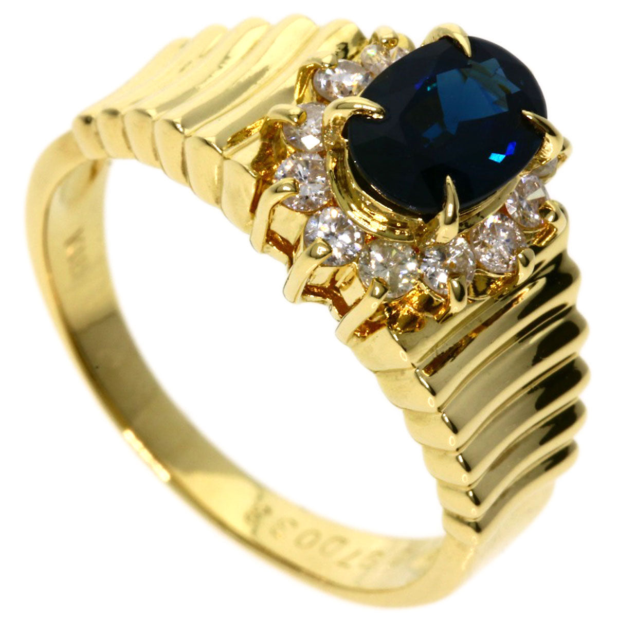 0.97ct Sapphire Diamond Ring K18 Yellow Gold  4.8g　Ladies