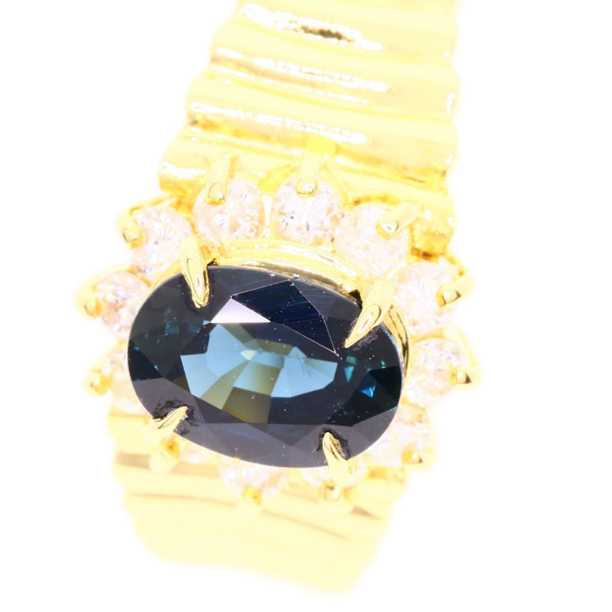 0.97ct Sapphire Diamond Ring K18 Yellow Gold  4.8g　Ladies