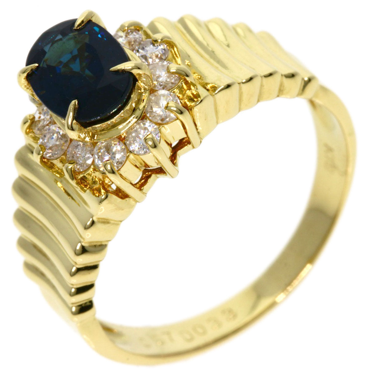 0.97ct Sapphire Diamond Ring K18 Yellow Gold  4.8g　Ladies