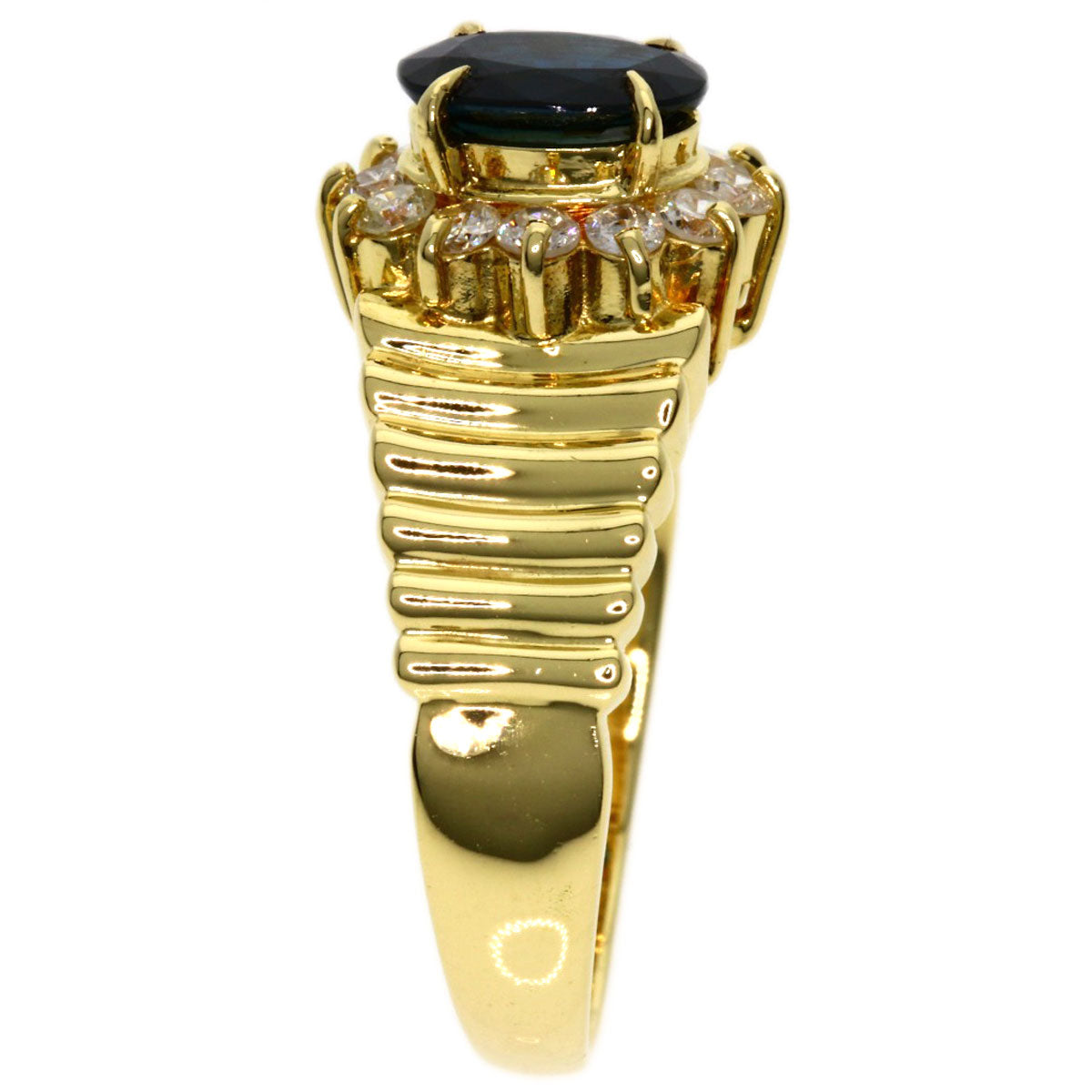 0.97ct Sapphire Diamond Ring K18 Yellow Gold  4.8g　Ladies