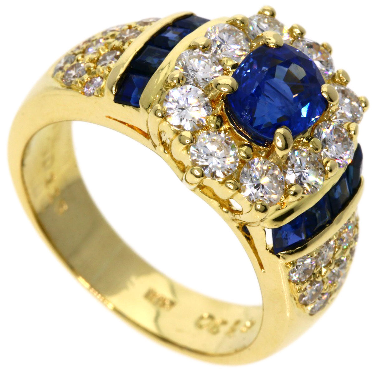 1.3ct Sapphire Diamond Ring K18 Yellow Gold  7.4g　Ladies