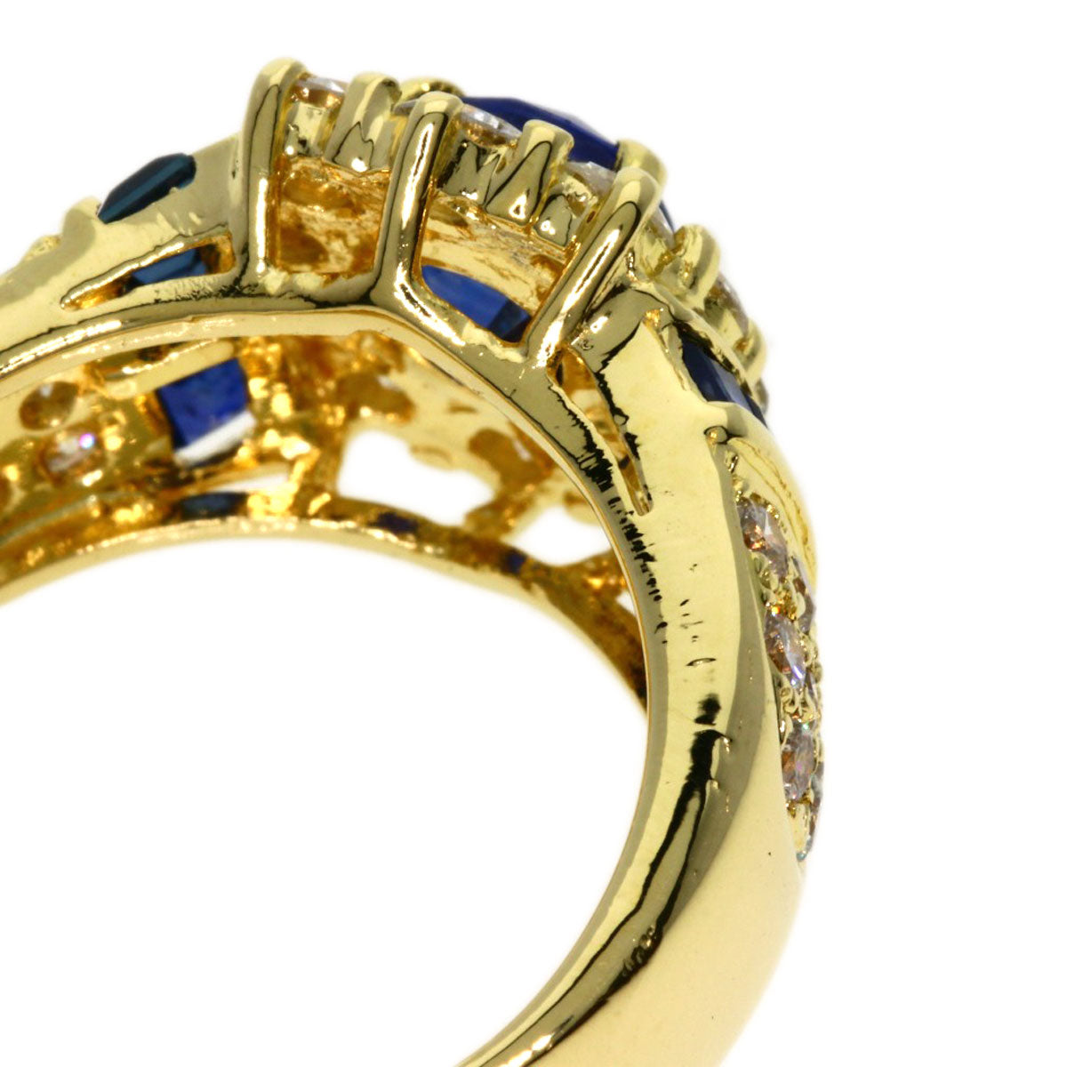 1.3ct Sapphire Diamond Ring K18 Yellow Gold  7.4g　Ladies