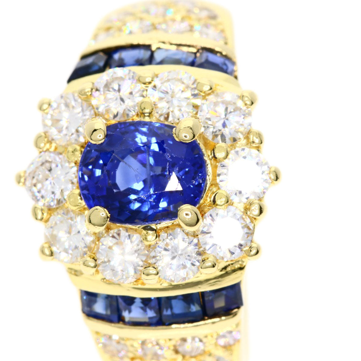 1.3ct Sapphire Diamond Ring K18 Yellow Gold  7.4g　Ladies