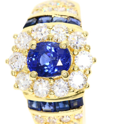 1.3ct Sapphire Diamond Ring K18 Yellow Gold  7.4g　Ladies
