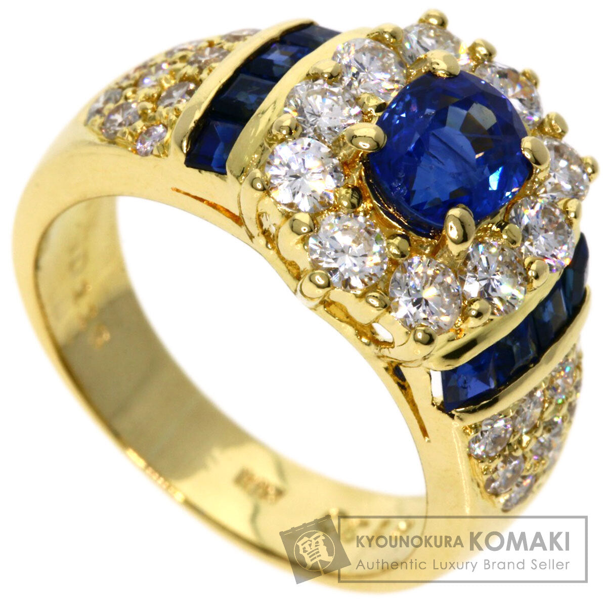 1.3ct Sapphire Diamond Ring K18 Yellow Gold  7.4g　Ladies