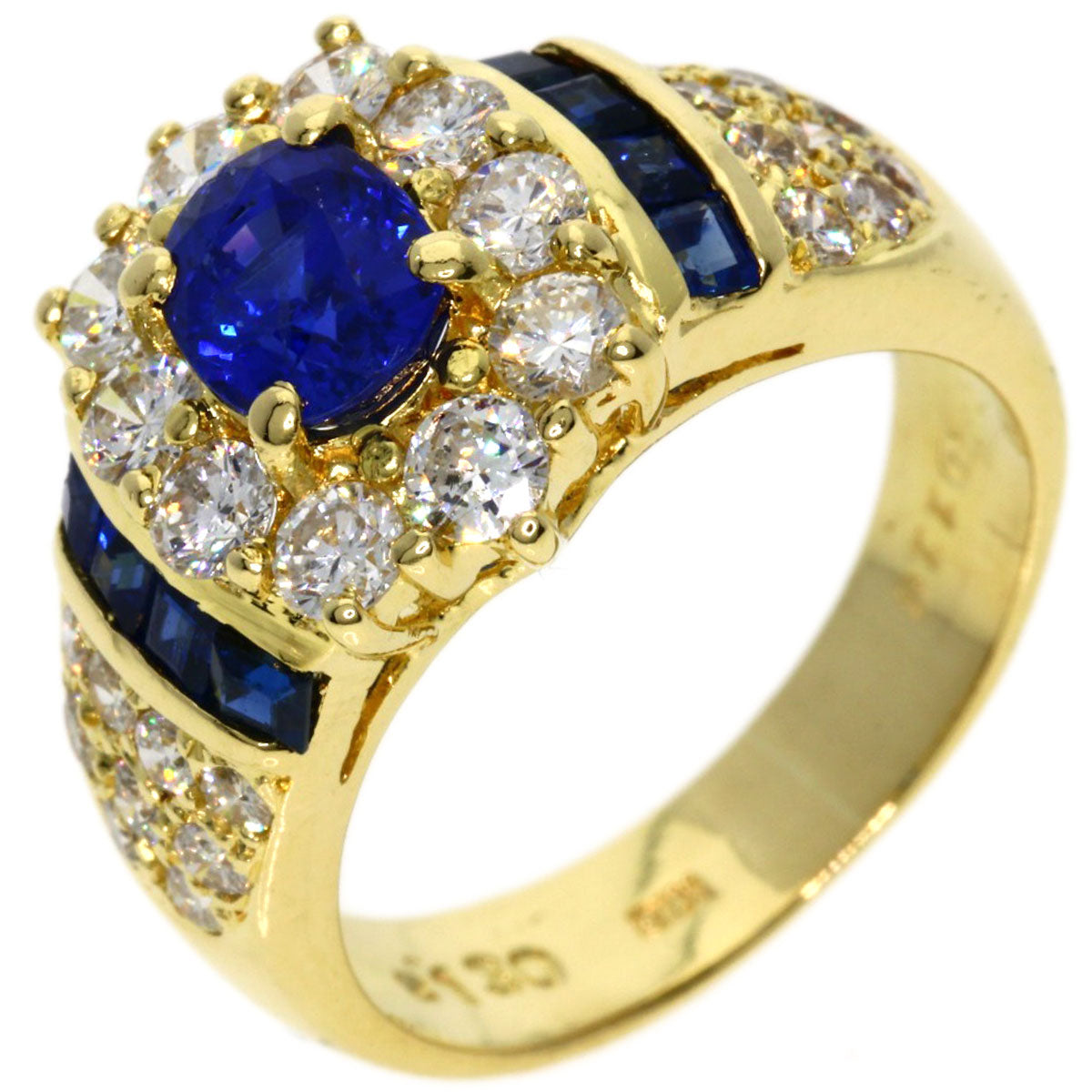 1.3ct Sapphire Diamond Ring K18 Yellow Gold  7.4g　Ladies