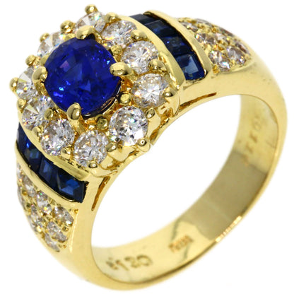 1.3ct Sapphire Diamond Ring K18 Yellow Gold  7.4g　Ladies