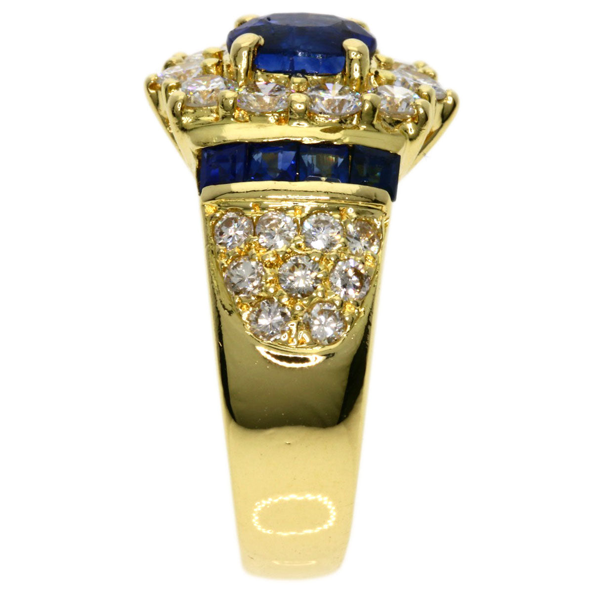1.3ct Sapphire Diamond Ring K18 Yellow Gold  7.4g　Ladies