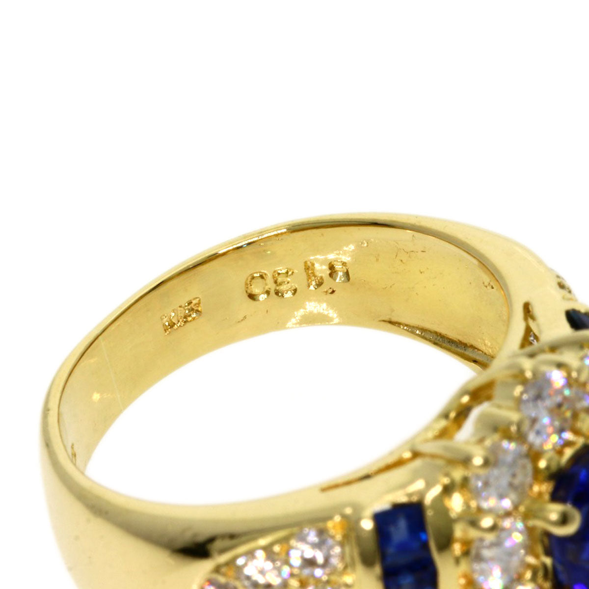 1.3ct Sapphire Diamond Ring K18 Yellow Gold  7.4g　Ladies